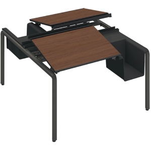 コクヨ　アプティス　テーブル　両面・バスケットタイプ　基本　１２２５×１４００×７２０ｍｍ　天板：ブラウンウォールナット　脚：ブラック　ＤＵＰ－ＢＤ１２１４－Ｅ６ＡＭＶ５２　１台1