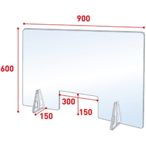 登喜和工業　飛沫防止パネル　中　幅９００×高さ６００ｍｍ（窓付）　ＨＰＯ－Ｍ９０６０　１セット（３枚）2