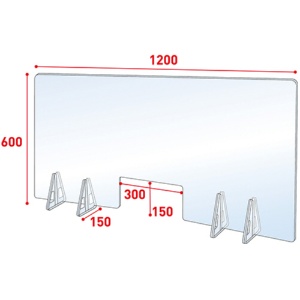 登喜和工業　飛沫防止パネル　大　幅１２００×高さ６００ｍｍ（窓付）　ＨＰＯ－Ｌ１２０６０　１セット（３枚）2
