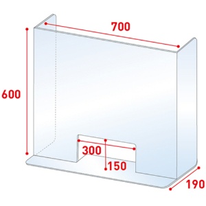 登喜和工業　飛沫防止パネル　自立式　幅７００×高さ６００ｍｍ（窓付）　ＨＰＨ－Ｕ７０６０　１セット（３枚）2