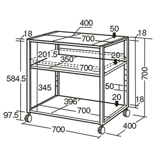 ＡＫＩＲＡ　プリンターテーブル　幅７００×奥行４００×高さ７００ｍｍ　ホワイト　ＮＰＴ－７４０－ＷＨ　１台2