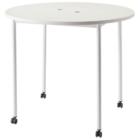 エランサ　キャスターテーブル　丸型　ハイ　直径１２００×高さ１０００ｍｍ　ホワイト／ホワイト　（お客様組立）　ＬＣＴ－Ｈ１２１２Ｃ－ＷＨＷ　１台