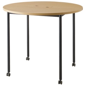 エランサ　キャスターテーブル　丸型　ハイ　直径１２００×高さ１０００ｍｍ　ナチュラル／ブラック　（お客様組立）　ＬＣＴ－Ｈ１２１２Ｃ－ＮＡＫ　１台