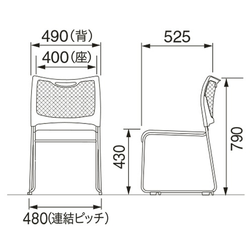 アイリスチトセ　スタッキングチェア　ホワイト／グリーン　ＭＣＸ－０２ＤＭ－Ｆ　１脚3