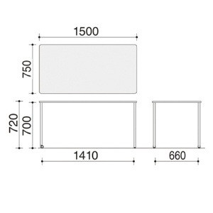 コクヨ　Ａｎｙ（エニー）　テーブル　角形　幅１５００×奥行７５０×高さ７２０ｍｍ　ブラック　ＴＡＮ－ＭＫ１５０７Ｍ１－６Ａ６Ａ１　１台2