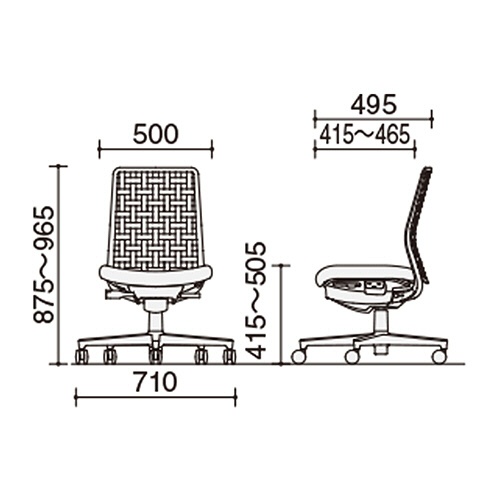 コクヨ　モネット　背樹脂シェルタイプ　肘なし　本体・背・座：ブラック　ナイロンキャスター　Ｃ０３－Ｂ３００Ｗ－ＢＢ６ＢＫＸ１　１脚3