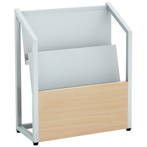 ＡＫＩＲＡ　マガジンラック　２段　ナチュラル木目前板　グレー本体　ＭＲ２２－４８２２－ＧＹＮＡ　１台1