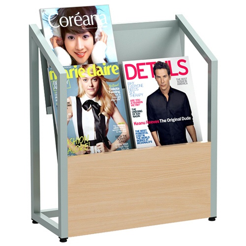 ＡＫＩＲＡ　マガジンラック　２段　ナチュラル木目前板　グレー本体　ＭＲ２２－４８２２－ＧＹＮＡ　１台3