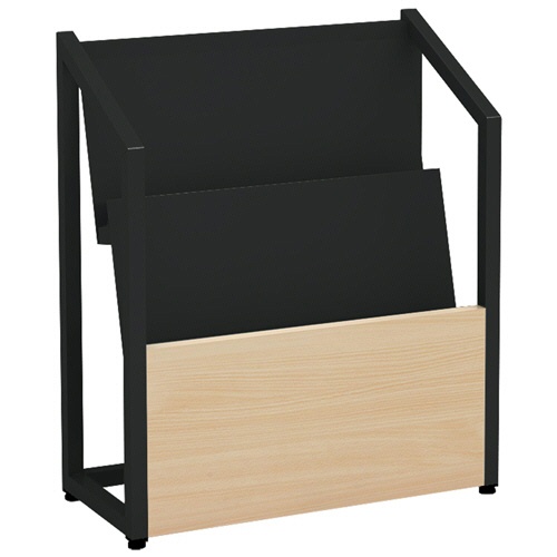 ＡＫＩＲＡ　マガジンラック　２段　ナチュラル木目前板　ブラック本体　ＭＲ２２－４８２２－ＢＫＮＡ　１台1