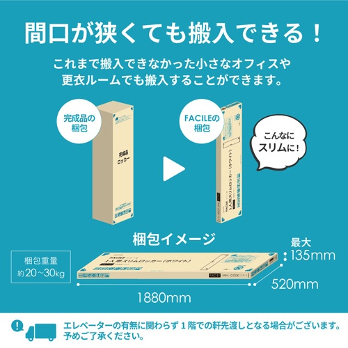 ネットフォース　ＦＡＣＩＬＥ（ファシル）　３人用スリムロッカー　ダイヤル錠　１列３段　ホワイト　ＦＡＤ－Ｓ３－ＴＷ－ＷＨ　１台3