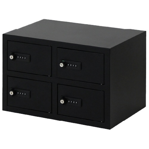 ネットフォース　Ｎｓａｆｅ（エヌセーフ）　貴重品ロッカー　４人用　２列２段　ダイヤル錠　ブラック　ＮＳＡＦＥ－２２－ＴＷ－ＢＫ　１台1