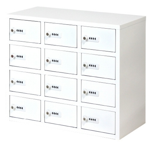 ネットフォース　Ｎｓａｆｅ（エヌセーフ）　貴重品ロッカー　１２人用　３列４段　ダイヤル錠　ホワイト　ＮＳＡＦＥ－３４－ＴＷ－ＷＨ　１台1