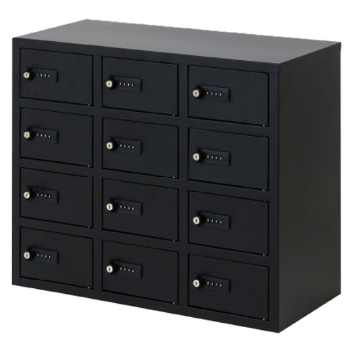 ネットフォース　Ｎｓａｆｅ（エヌセーフ）　貴重品ロッカー　１２人用　３列４段　ダイヤル錠　ブラック　ＮＳＡＦＥ－３４－ＴＷ－ＢＫ　１台1
