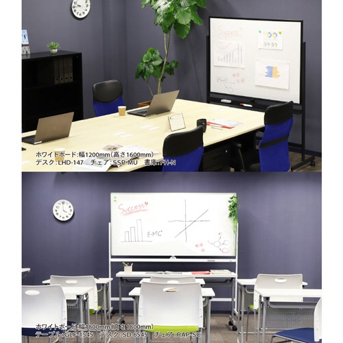 ネットフォース　フレックスボード　ホワイトボード　キャスター脚　両面　ホーロー板面　幅１２００ｍｍ　ホワイトフレーム　ＷＢ－ＨＲ１２９０－ＴＷ－ＷＨ　１台8