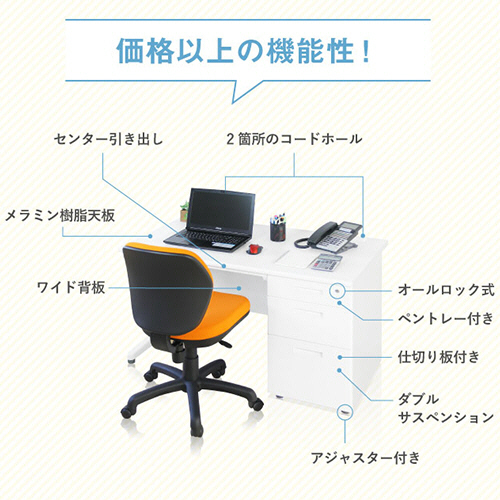 たのめーる】ネットフォース NUTS(ナッツ) 片袖机 袖3段 幅1000×奥行700×高さ700mm 本体・天板:ニューグレー  LKD-107-TW-NG-NG-3 1台の通販