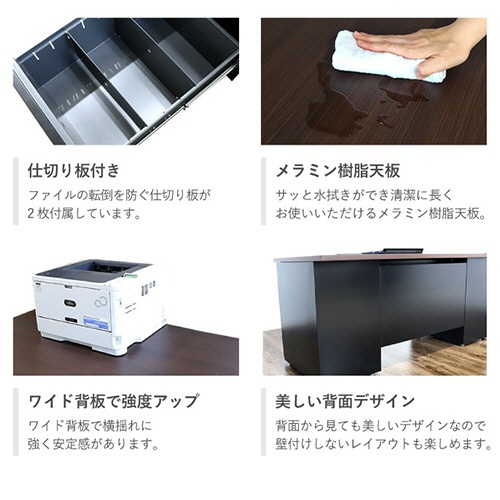 ネットフォース　ＮＵＴＳ（ナッツ）　片袖机　袖３段　幅１０００×奥行７００×高さ７００ｍｍ　本体・天板：ブラック　ＬＫＤ－１０７Ｂ－ＴＷ－ＢＫ－ＢＫ－３　１台5