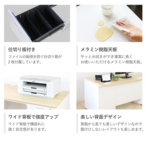 ネットフォース　ＮＵＴＳ（ナッツ）　両袖机　袖２段・３段　幅１４００×奥行７００×高さ７００ｍｍ　本体・天板：ホワイト　ＬＲＤ－１４７－ＴＷ－ＷＨ－ＷＨ－２３　１台5