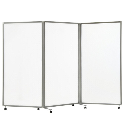 ネットフォース　ＧＯＯＬＯＯ　３連折りたたみパーテーション　２７００×５２５×１８００ｍｍ　ポリカーボネートタイプ（半透明）　シルバーフレーム　ＧＬ３－１８２７Ｐ－ＴＷ－ＳＶ　１台1