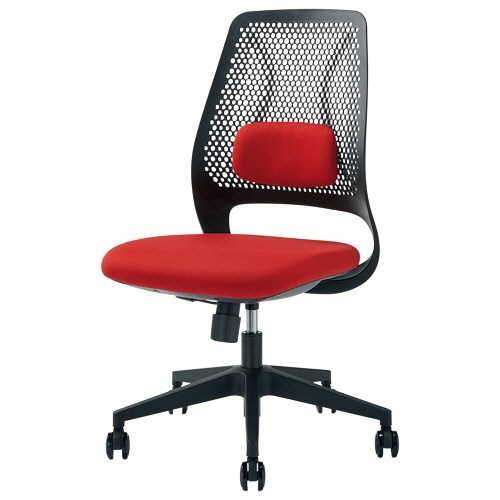 ＡＫＩＲＡ　ＯＣ－３００チェア　肘なし　本体：ブラック　座：レッド　ＯＣ－３００－ＲＤＢＫ　１脚1