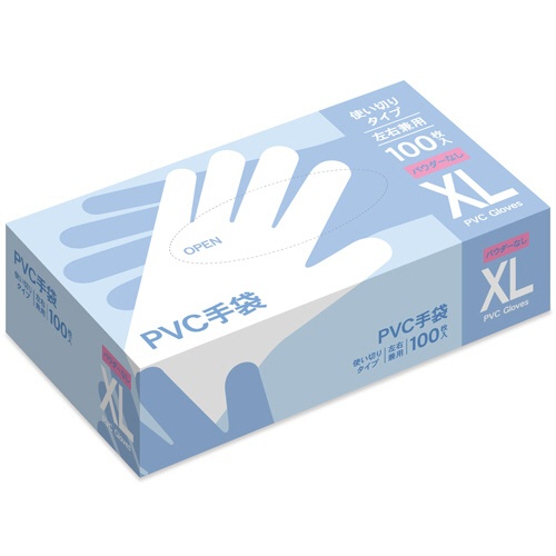 ＰＶＣ手袋　パウダーなし　ＸＬ　１箱（１００枚）1