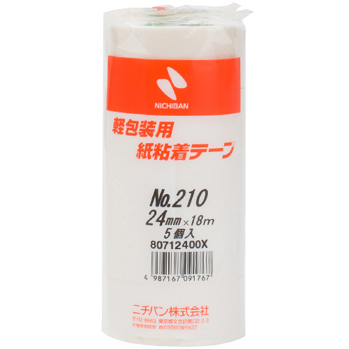 たのめーる】ニチバン 紙粘着テープ No.210 24mm×18m 厚み0.09mm たのめーる】ニチバン 紙粘着テープ No.210 24mm×18m 厚み0.09mm
