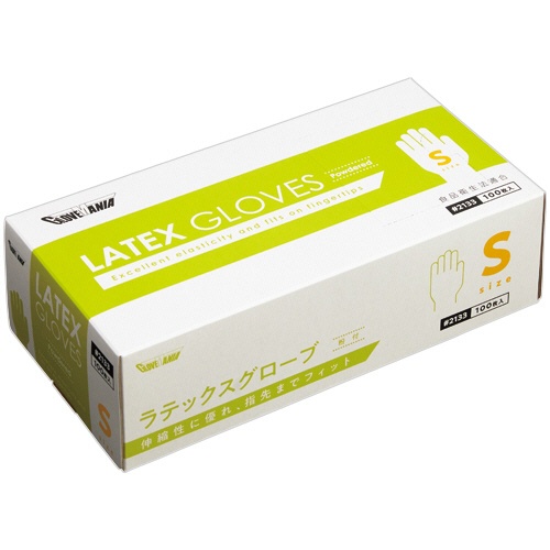 川西工業　ラテックスグローブ　粉付　Ｓ　＃２１３３　１箱（１００枚）1