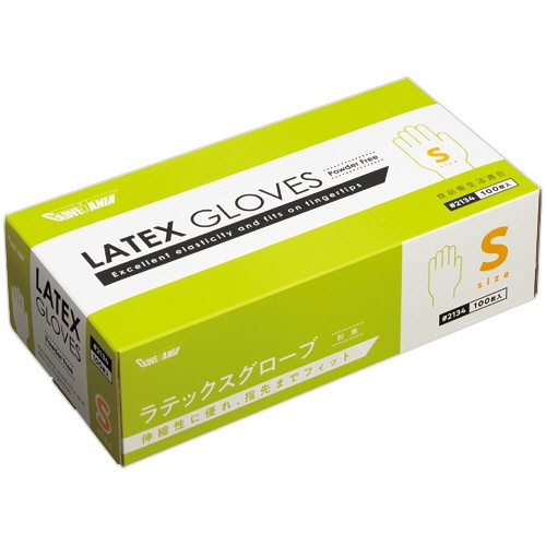 川西工業　ラテックスグローブ　粉なし　Ｓ　＃２１３４　１箱（１００枚）1