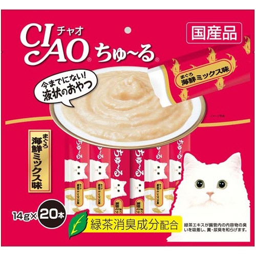 いなばペットフード　チャオ　ちゅーる　まぐろ　海鮮ミックス味　１４ｇ／本　１パック（２０本）1