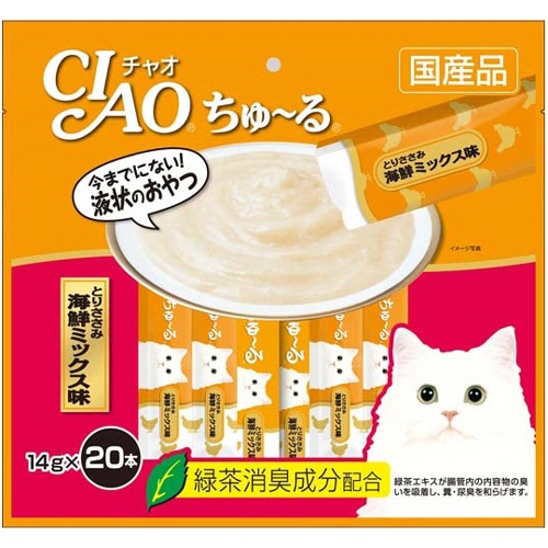 いなばペットフード　チャオ　ちゅーる　とりささみ　海鮮ミックス味　１４ｇ／本　１パック（２０本）1