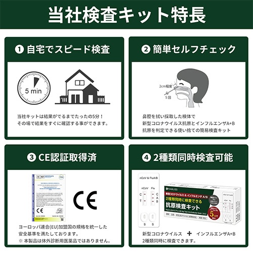 小林薬品　ＲＡＢＬＩＳＳ　新型コロナウイルス＆インフルエンザＡ／Ｂ　抗原検査キット　ＫＯ３１６　１個5