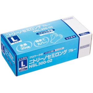 中部物産貿易　ニトリーノセミロング　粉無し　Ｌ　ブルー　ＮＳＬ３００－０２－Ｌ　１箱（１００枚）1