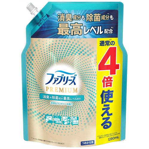 Ｐ＆Ｇ　ファブリーズＷ除菌＋消臭　プレミアム　清潔なランドリーの香り　つめかえ用４回分　超ＢＩＧ特大　１２８０ｍＬ　１個1