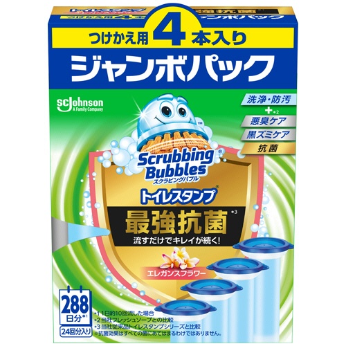 ジョンソン　スクラビングバブル　トイレスタンプ　最強抗菌　エレガンスフラワー　つけかえ用　ジャンボパック　１パック（４本）1