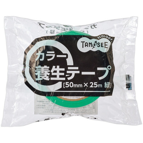 ＴＡＮＯＳＥＥ　カラー養生テープ　５０ｍｍ×２５ｍ　厚み約０．１０５ｍｍ　緑　１巻2