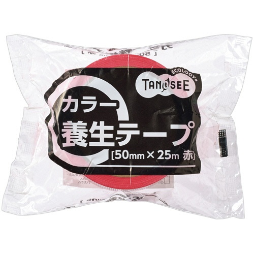 ＴＡＮＯＳＥＥ　カラー養生テープ　５０ｍｍ×２５ｍ　厚み約０．１０５ｍｍ　赤　１巻2