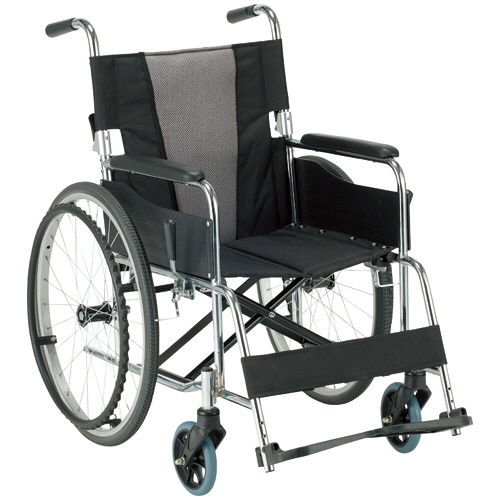 マキテック　スチール製車いす（自走式・背折れタイプ）　黒／グレー　ＥＸ－１１ＫＧＳ　１台1