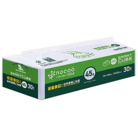 日本サニパック　ｎｏｃｏｏ　容量表記ごみ袋　スマートキューブ　白半透明　４５Ｌ　０．０２３ｍｍ　ＣＨＴ４５　１パック（３０枚）