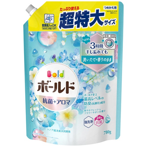 Ｐ＆Ｇ　ボールドジェル　爽やかフレッシュフラワーサボンの香り　つめかえ用　超特大サイズ　７８０ｇ　１パック1
