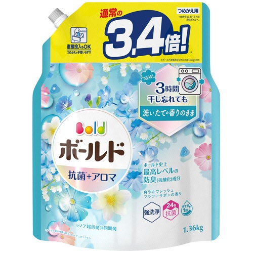 Ｐ＆Ｇ　ボールドジェル　爽やかフレッシュフラワーサボンの香り　つめかえ用　超ジャンボサイズ　１．３６ｋｇ　１パック1