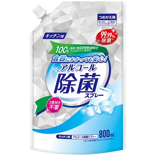 ミツエイ　キッチン用　アルコール除菌スプレー　つめかえ用　大容量　８００ｍＬ　１個1