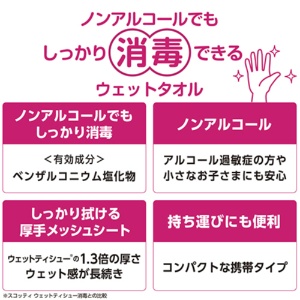 日本製紙クレシア　スコッティ　ウェットティシュー　消毒　ノンアルコールタイプ　１パック（３０枚）5