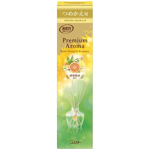 エステー　玄関・リビング用　消臭力　Ｐｒｅｍｉｕｍ　Ａｒｏｍａ　Ｓｔｉｃｋ　スイートオレンジ＆ベルガモット　つめかえ用　６５ｍＬ　１個1