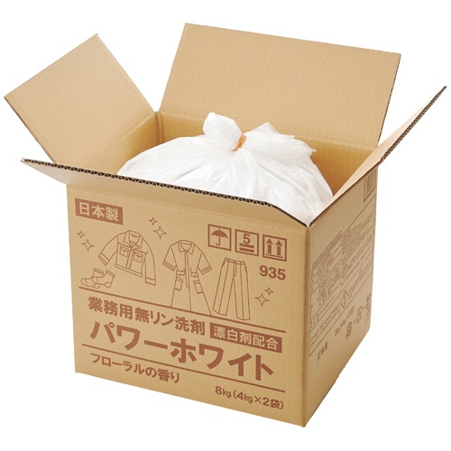 シャルメコスメティック　業務用無リン洗剤　パワーホワイト　漂白剤配合　８ｋｇ（４ｋｇ×２袋）　１箱1