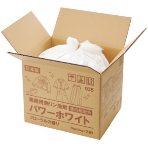 シャルメコスメティック　業務用無リン洗剤　パワーホワイト　漂白剤配合　８ｋｇ（４ｋｇ×２袋）　１箱1