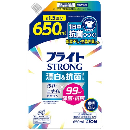 ライオン　ブライト　ＳＴＲＯＮＧ　漂白＆抗菌ジェル　つめかえ用　６５０ｍＬ　１パック1