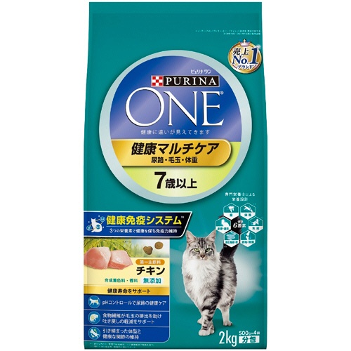ネスレ　ピュリナワンキャット　健康マルチケア　７歳以上　チキン　２ｋｇ　１パック1
