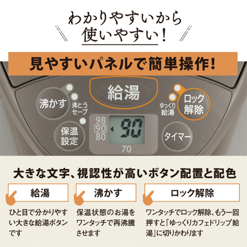 たのめーる】象印 マイコン沸とう電動ポット 2.2L メタリック