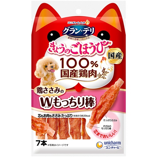 ユニ・チャーム　グラン・デリ　きょうのごほうび　鶏ささみのダブルもっちり棒　１パック（７本）1