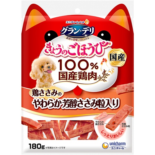 ユニ・チャーム　グラン・デリ　きょうのごほうび　鶏ささみのやわらか芳醇ささみ粒入り　１８０ｇ　１パック1