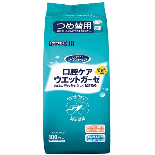 カワモト　マウスピュア　口腔ケアウエットガーゼ　詰替　０３９－１０２４５１－００　１パック（１００枚）1